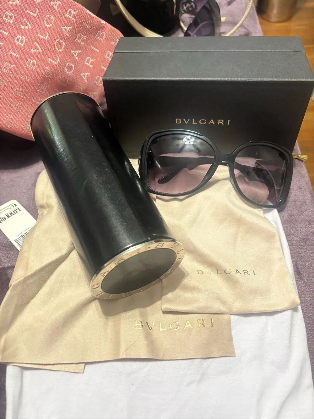 Bulgari Black Frame Sunglasses with Gradient Gray Lenses